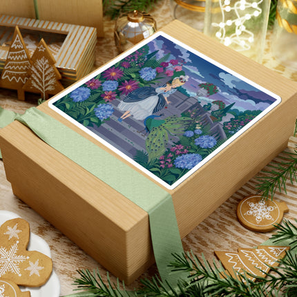 🦚🌸 The Peacock Garden Terrace Kiss-Cut Stickers – Art Deco Floral Elegance
