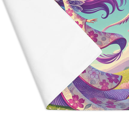 🌸🐉 Petals in the Wind: The Kimono Fairy and the Sky Dragon Placemat – Enchanted Sakura Fantasy