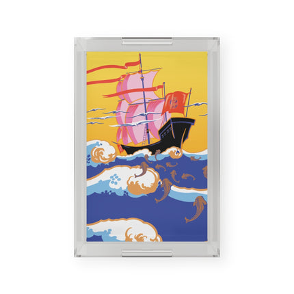 Golden Seas and Whimsical Dreams Acrylic Serving Tray