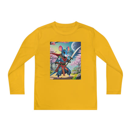 Cyber Samurai Rat Youth Long Sleeve Competitor Tee – Neon Warriors & Futuristic Adventure