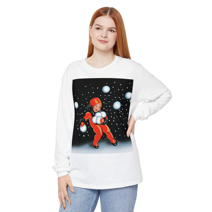 Festive Snowball Unisex Garment-dyed Long Sleeve T-Shirt