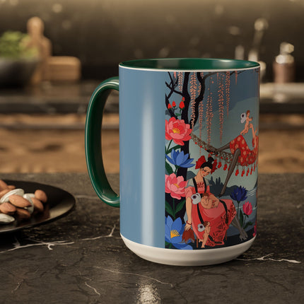 The Ladies Of The Enchanted Hammock Colorful Mugs – Art Deco Whimsical Garden Elegance