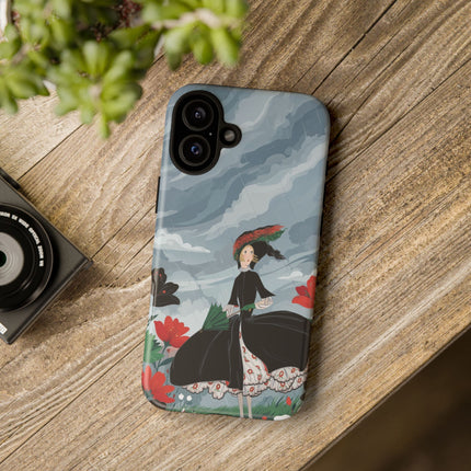 🌧️🌺 The Stormy Flower Walk Phone Case – Art Deco Floral Fashion