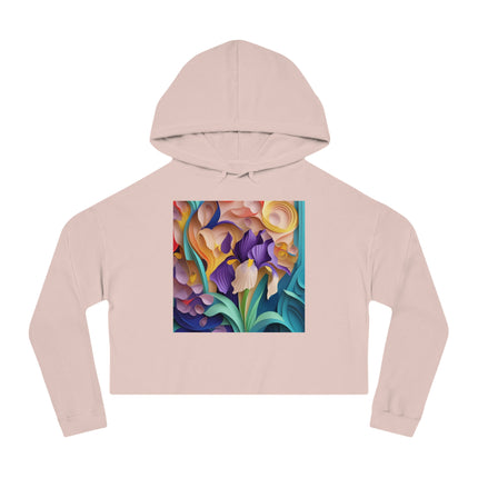 The Elegant Iris Flower Women’s Cropped Hooded Sweatshirt