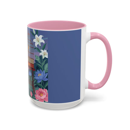 Whispers to the Golden Songbird Colorful Mugs – Art Deco Garden Elegance