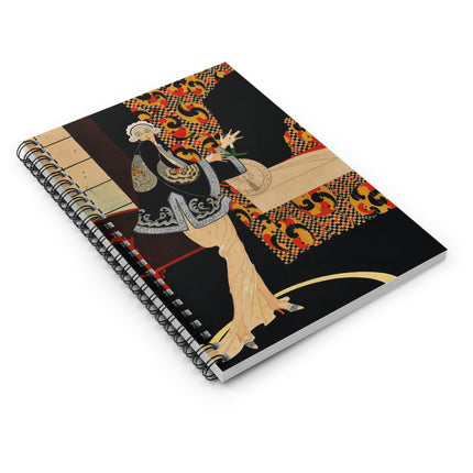 🖤✨ The Lady Of The Art Deco Salon Spiral Notebook – Art Deco Fashion Illustration