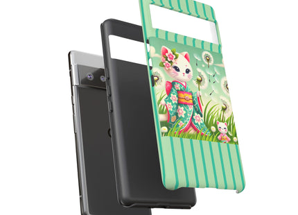 Geisha Kitten and the Dandelion Phone Cases