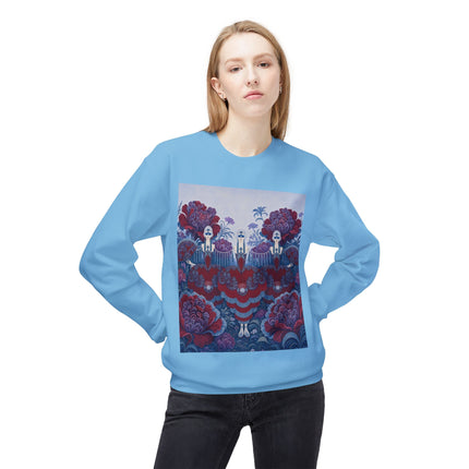 🎭🌺 The Enchanted Garden Masquerade Trio Midweight Crewneck Sweatshirt – Art Deco Floral Elegance