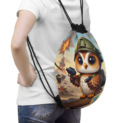The Owl on the Front Lines Drawstring Bag – Courage, Wisdom & Quiet Strength