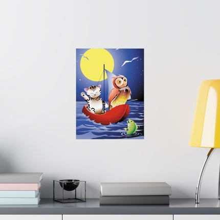 Embarking on a Moonlit Journey Premium Matte Vertical Posters
