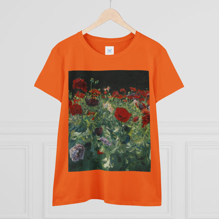 Poppies (A Study of Poppies for Carnation, Lily, Lily, Rose) by John Singer Sargent Women's Midweight Cotton Tee