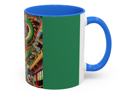 Tibetan Dragon Over Kabuki Duel Colorful Mugs (11oz, 15oz)