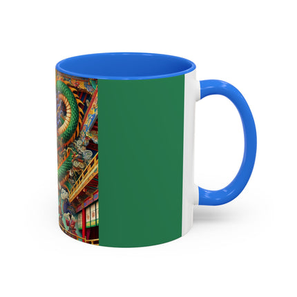Tibetan Dragon Over Kabuki Duel Colorful Mugs (11oz, 15oz)