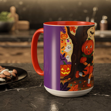 🎃🐈‍⬛ The Pumpkin Child’s Halloween Parade Colorful Mug – Whimsical Storybook Charm