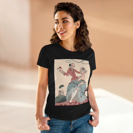 🌹🎀 The Rose Garden Courtship Cotton Tee – Art Deco Romantic Fashion