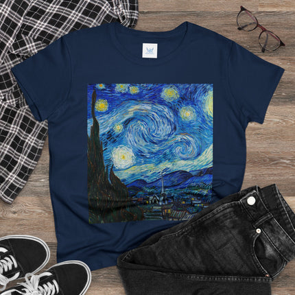 The Starry Night by Vincent Van Gogh Women's Midweight Cotton Tee