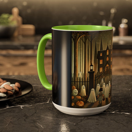 Ghostly Welcome – A Halloween Night Colorful Mugs (11oz, 15oz)