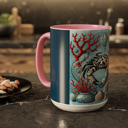 Spotted Crab & Pagoda Colorful Mug – Mystical Ocean & Asian Harmony