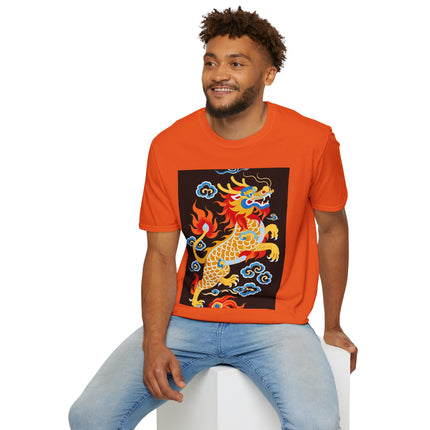 🐅🔥 The Golden Fire Tiger Softstyle T-Shirt – Celestial Flames & Eastern Fantasy