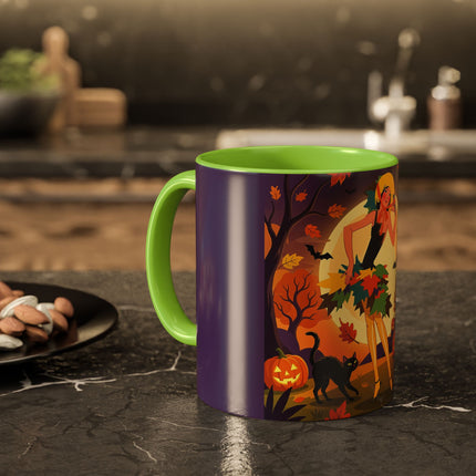 🌕🍂 Autumn Song Beneath The Harvest Moon Colorful Mug – Whimsical Halloween Charm
