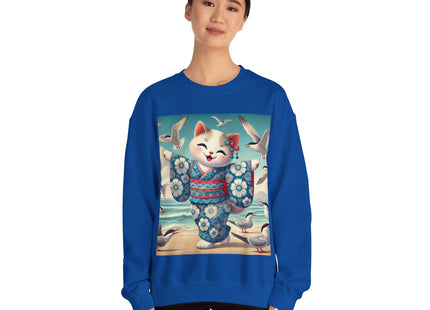 Geisha Kitten by the Seaside Heavy Blend™ Crewneck Sweatshirt