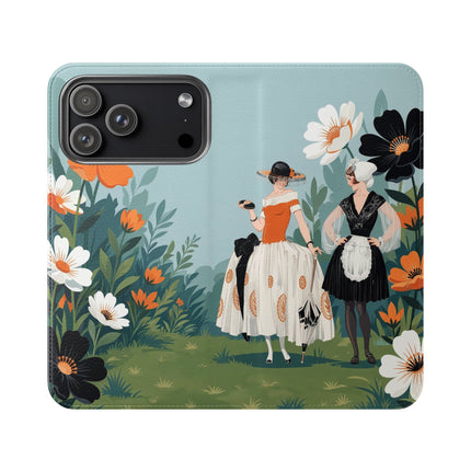 🌼🖤 The Ladies Of The Garden Promenade Flip Case – Art Deco Floral Fashion