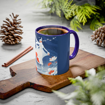 ❄️⛸️ The Winter Skater’s Flight Colorful Mug – Art Deco Floral Fantasy