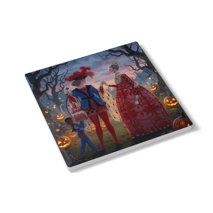 ♥️🎃 The Queen Of Hearts Halloween Masquerade Ceramic Coaster – Royal Halloween Fantasy