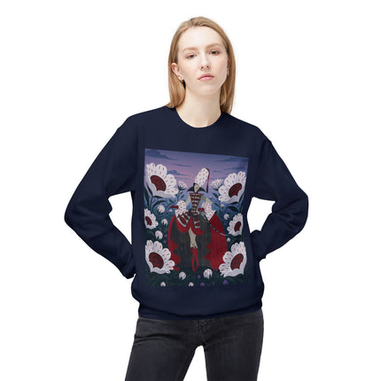 🎭🌹 The Crimson Garden Masquerade Midweight Crewneck Sweatshirt – Art Deco Floral Fantasy