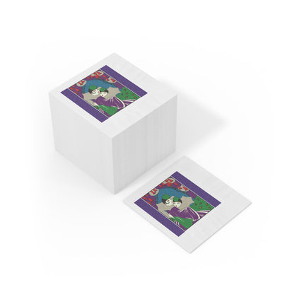 Two Pierrots White Coined Napkins