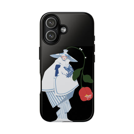Blue & White Porcelain Geisha Phone Case – Elegant Mystery & Floral Grace