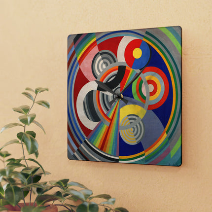 Rythme No. 1 by Robert Delaunay Acrylic Wall Clock, Round and Square