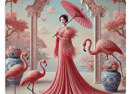 Petals, Porcelain, and Flamingos Mouse Pad