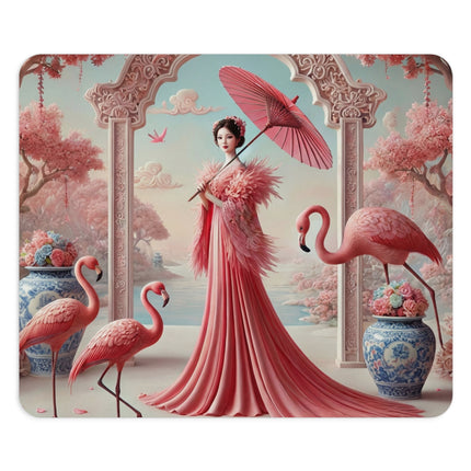 Petals, Porcelain, and Flamingos Mouse Pad