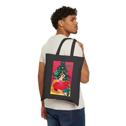 Art Deco Christmas Enchantment Cotton Canvas Tote Bag