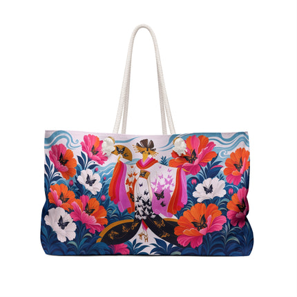 🦋🌺 The Enchanted Butterfly Blossom Dancer Weekender Bag – Art Deco Floral Whimsy