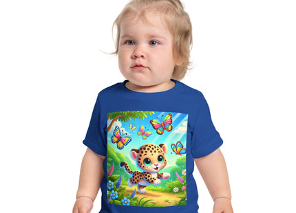 Butterfly Chase Leopard Cub Baby Short Sleeve T-Shirt