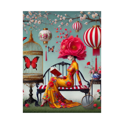 Reading In A Painted Garden Matte Vertical Posters
