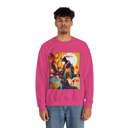 Black Cat in Kimono Unisex Heavy Blend™ Crewneck Sweatshirt