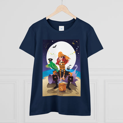 Moonlit Pirate Halloween Women's Midweight Cotton Tee
