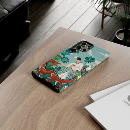 🐉🌿 The Dragon Keeper Phone Case – Art Deco Floral Fantasy