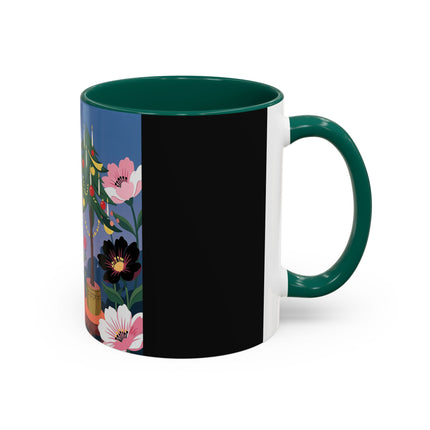 🌹🎄 The Lady Of The Candlelit Rose Tree Colorful Mug – Art Deco Christmas Garden