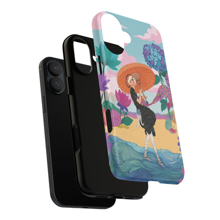 🌊☂️ The Lady Of The Flowered Seashore Phone Case – Art Deco Seaside Fashion