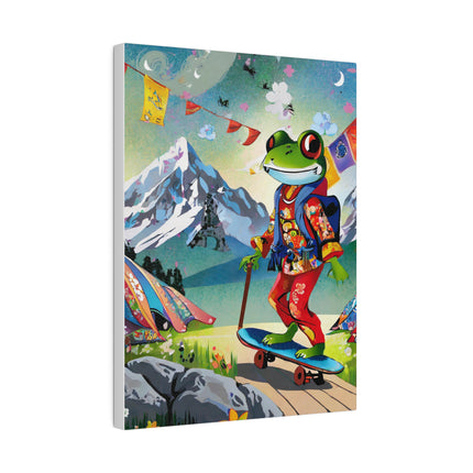 Skateboarding Frog Matte Canvas, Stretched, 0.75"