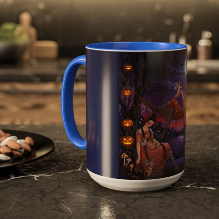 🌙🎃 Moonlit Mischief In The Pumpkin Grove Colorful Mug – Whimsical Halloween Fantasy