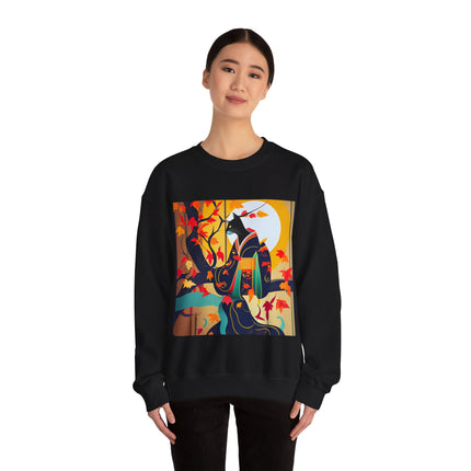 Black Cat in Kimono Unisex Heavy Blend™ Crewneck Sweatshirt