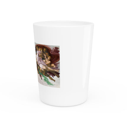 The Creation of Adam by Michelangelo Buonarroti Ceramic Shot Glass