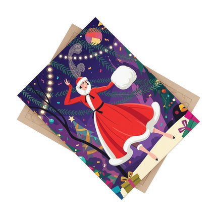 ❄️🎄 The Christmas Snowball Dance Ceramic Tile – Art Deco Holiday Whimsy