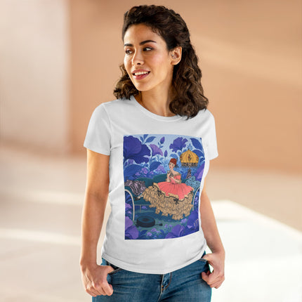 🌸🛋️ The Enchanted Garden Repose Cotton Tee – Art Deco Floral Whimsy