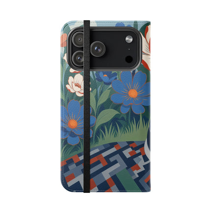 🌺🪞 The Lady Of The Grand Flower Salon Flip Case – Art Deco Floral Elegance